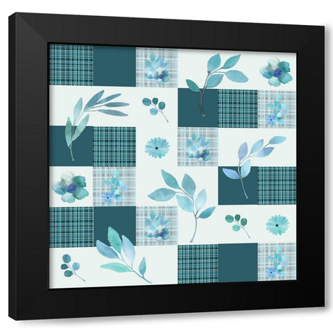 Blue Hues Full Pattern Black Modern Wood Framed Art Print by Kimberly, Allen