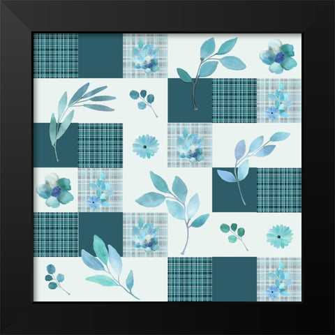 Blue Hues Full Pattern Black Modern Wood Framed Art Print by Kimberly, Allen