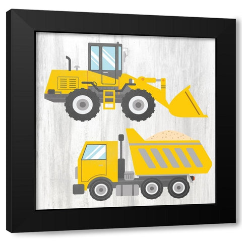 Tractor and Trucks 1 v2 Black Modern Wood Framed Art Print with Double Matting by Kimberly, Allen