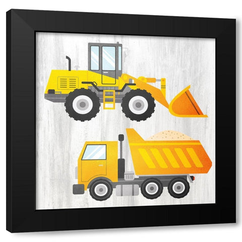 Tractor and Trucks 1 v2 Black Modern Wood Framed Art Print with Double Matting by Kimberly, Allen