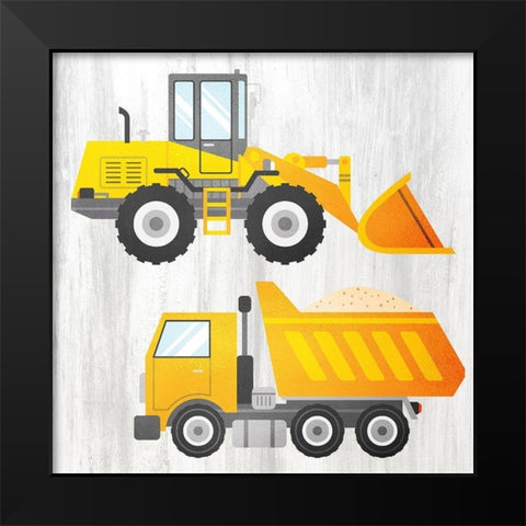 Tractor and Trucks 1 v2 Black Modern Wood Framed Art Print by Kimberly, Allen