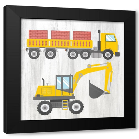 Tractor and Trucks 3 v2 Black Modern Wood Framed Art Print by Kimberly, Allen