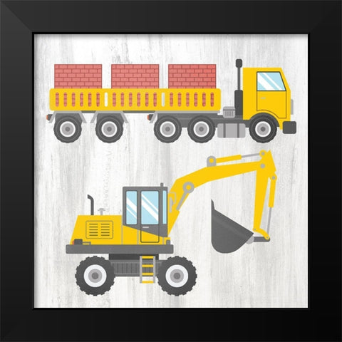 Tractor and Trucks 3 v2 Black Modern Wood Framed Art Print by Kimberly, Allen