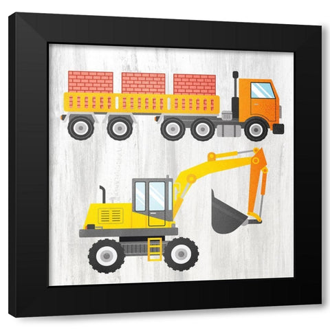 Tractor and Trucks 3 v2 Black Modern Wood Framed Art Print by Kimberly, Allen