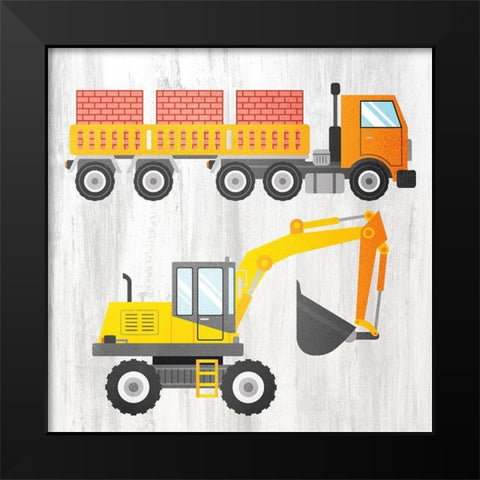 Tractor and Trucks 3 v2 Black Modern Wood Framed Art Print by Kimberly, Allen