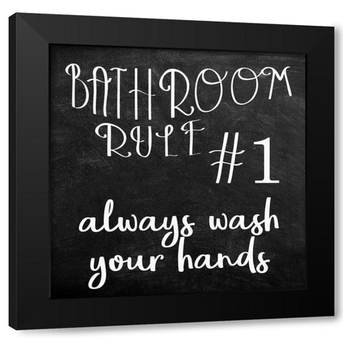Bath Rules 1 Black Modern Wood Framed Art Print by Kimberly, Allen