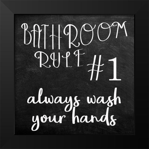 Bath Rules 1 Black Modern Wood Framed Art Print by Kimberly, Allen