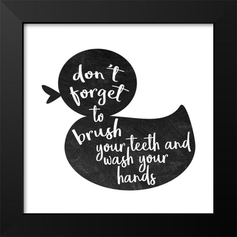 Bath Rules 2 Black Modern Wood Framed Art Print by Kimberly, Allen