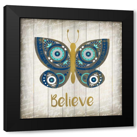 Indigo Native Believe Black Modern Wood Framed Art Print with Double Matting by Allen, Kimberly