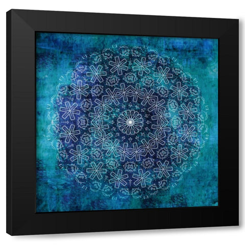 Indigo Turquoise Mandala 1 Black Modern Wood Framed Art Print with Double Matting by Allen, Kimberly