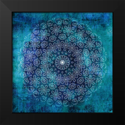 Indigo Turquoise Mandala 1 Black Modern Wood Framed Art Print by Allen, Kimberly