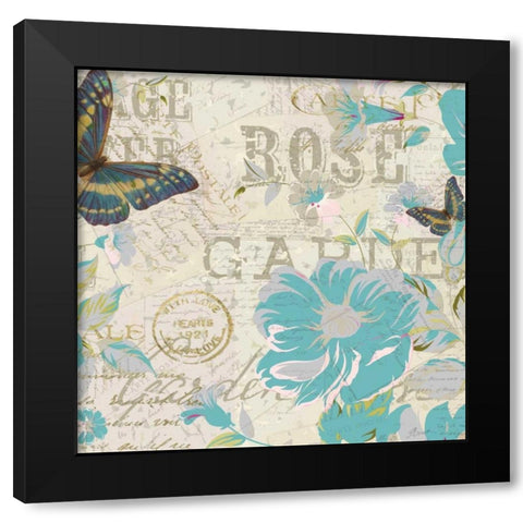 Carte Postal Floral 3 Black Modern Wood Framed Art Print with Double Matting by Allen, Kimberly