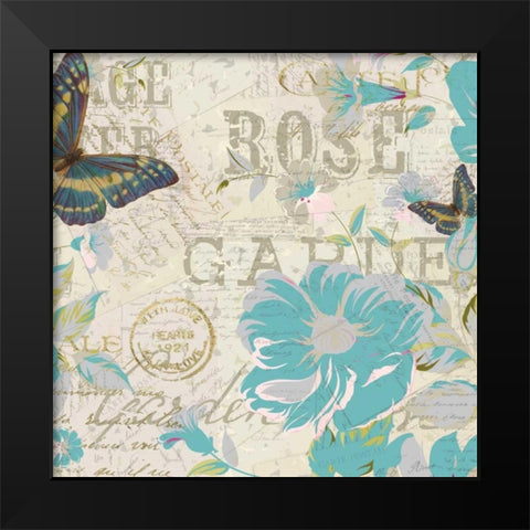 Carte Postal Floral 3 Black Modern Wood Framed Art Print by Allen, Kimberly