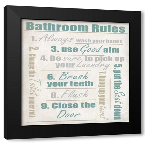 Bathroom Rules A Black Modern Wood Framed Art Print with Double Matting by Allen, Kimberly