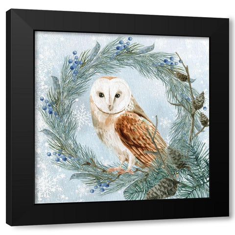 Winter Owl 1 Black Modern Wood Framed Art Print with Double Matting by Allen, Kimberly