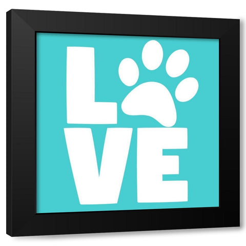 Love Paw Blue Black Modern Wood Framed Art Print with Double Matting by Allen, Kimberly