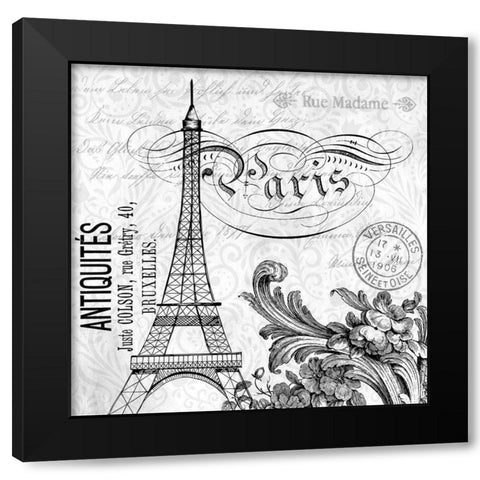 Paris Vintage 1 Black Modern Wood Framed Art Print with Double Matting by Allen, Kimberly
