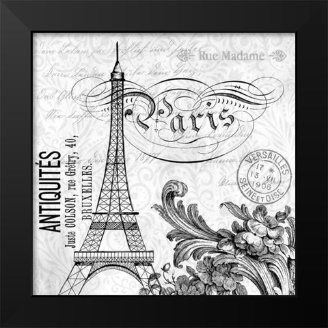 Paris Vintage 1 Black Modern Wood Framed Art Print by Allen, Kimberly