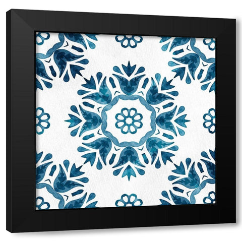 Blue Hue Tile 1 Black Modern Wood Framed Art Print with Double Matting by Allen, Kimberly