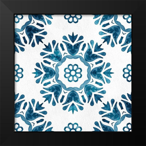 Blue Hue Tile 1 Black Modern Wood Framed Art Print by Allen, Kimberly
