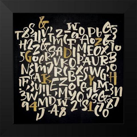 Letters and Punctuation Black Modern Wood Framed Art Print by Allen, Kimberly
