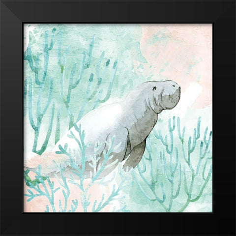 Manatee Swim Black Modern Wood Framed Art Print by Allen, Kimberly