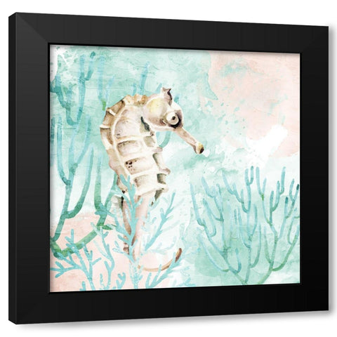 Seahorse Swim Black Modern Wood Framed Art Print with Double Matting by Allen, Kimberly