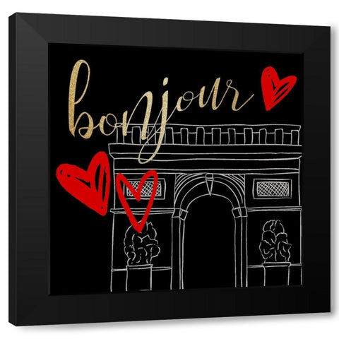 Paris Red 3 Black Modern Wood Framed Art Print with Double Matting by Allen, Kimberly