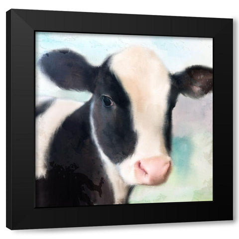 Baby Cow Black Modern Wood Framed Art Print with Double Matting by Allen, Kimberly