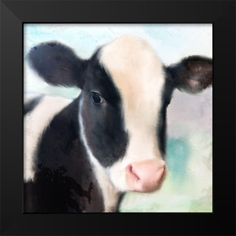 Baby Cow Black Modern Wood Framed Art Print by Allen, Kimberly
