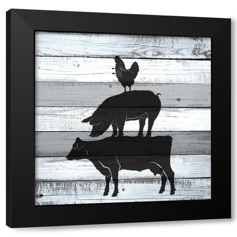 Moo Oink Black Modern Wood Framed Art Print by Allen, Kimberly