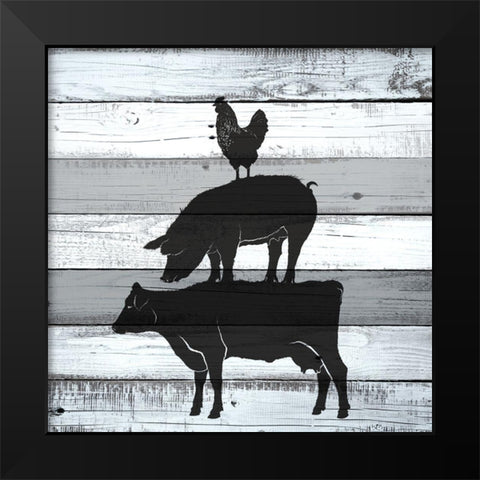 Moo Oink Black Modern Wood Framed Art Print by Allen, Kimberly
