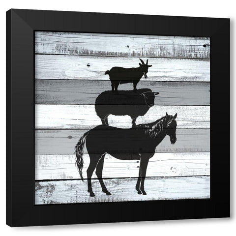 Neigh Baa Black Modern Wood Framed Art Print with Double Matting by Allen, Kimberly