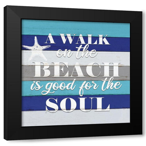 A Walk on the Beach Black Modern Wood Framed Art Print with Double Matting by Allen, Kimberly