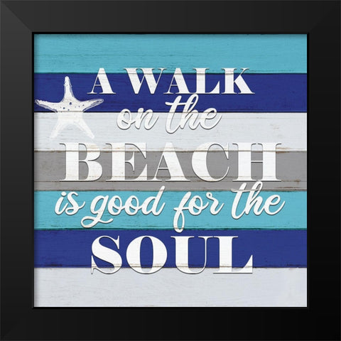 A Walk on the Beach Black Modern Wood Framed Art Print by Allen, Kimberly