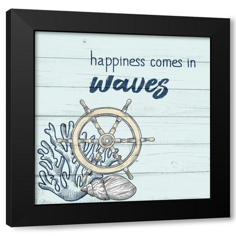 Happiness Comes in Waves Black Modern Wood Framed Art Print with Double Matting by Allen, Kimberly