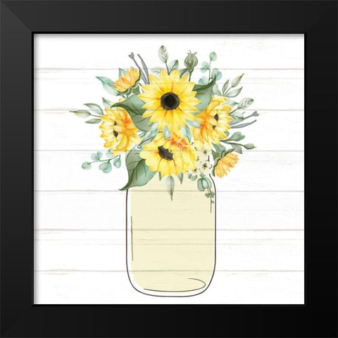 Mason Jar Floral 12 Black Modern Wood Framed Art Print by Allen, Kimberly