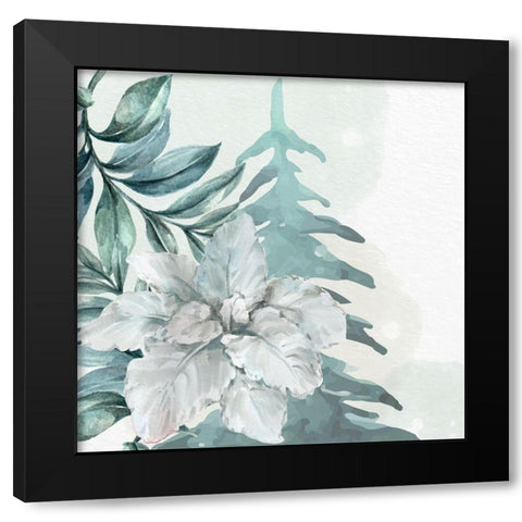 Poinsetta Tree 1 Black Modern Wood Framed Art Print with Double Matting by Allen, Kimberly