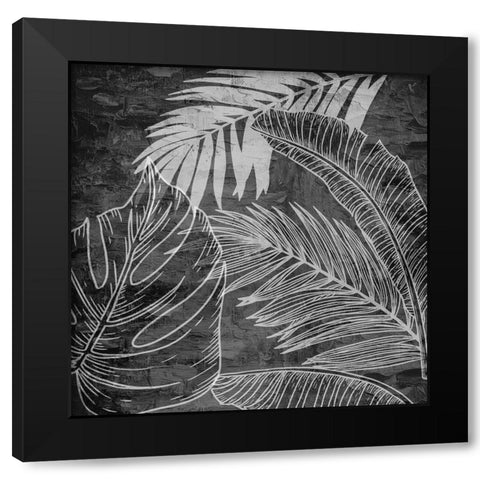 Black And White Palm 1 Black Modern Wood Framed Art Print with Double Matting by Allen, Kimberly