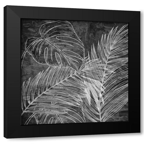 Black And White Palm 2 Black Modern Wood Framed Art Print with Double Matting by Allen, Kimberly