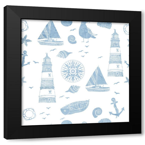 Lighthouse Coast  Pattern Black Modern Wood Framed Art Print with Double Matting by Allen, Kimberly