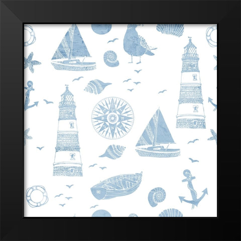 Lighthouse Coast  Pattern Black Modern Wood Framed Art Print by Allen, Kimberly