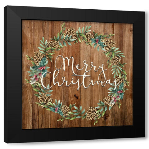 Wreath Christmas Black Modern Wood Framed Art Print by Allen, Kimberly