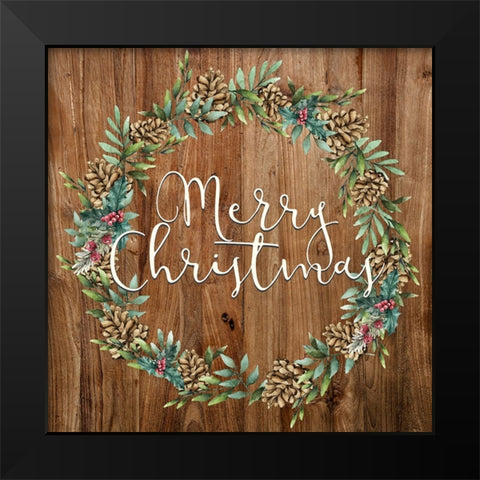 Wreath Christmas Black Modern Wood Framed Art Print by Allen, Kimberly