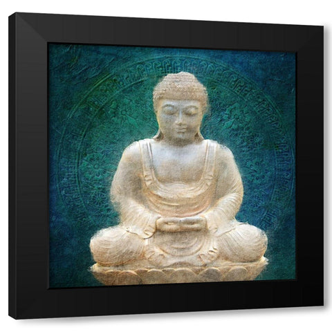 Serenity Blue Black Modern Wood Framed Art Print by Kimberly, Allen