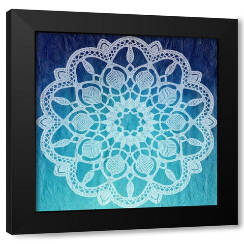 Indigo Mandala 1 Black Modern Wood Framed Art Print with Double Matting by Kimberly, Allen