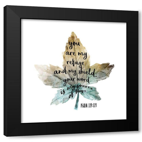 Psalm Leaf 1 Black Modern Wood Framed Art Print with Double Matting by Kimberly, Allen