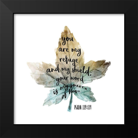 Psalm Leaf 1 Black Modern Wood Framed Art Print by Kimberly, Allen