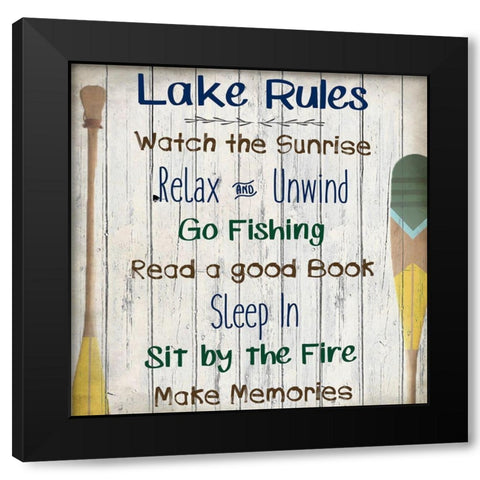Lake Rules Black Modern Wood Framed Art Print by Kimberly, Allen