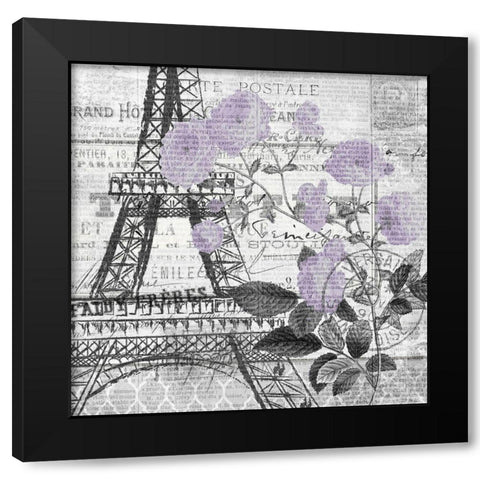 Paris Script Purple 1 Black Modern Wood Framed Art Print by Kimberly, Allen